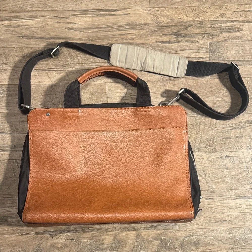 Jack Spade Cognac Brown Leather Men's Bag with Adjustable Strap